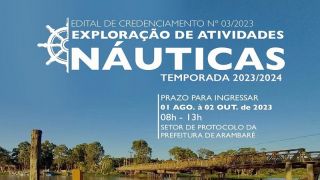Credenciamento para Exploração de Atividades Náuticas na Temporada 2023/2024 em Arambaré