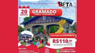 Viaje para Gramado, no dia 20 de agosto, com a Agência de Viagens e Turismo Beta Excursões