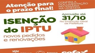 Prazo de isenção do IPTU, em Guaíba, até o dia 31 de outubro