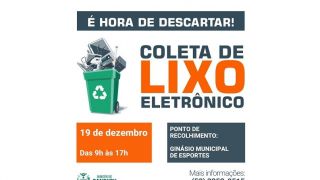Última coleta de lixo eletrônico no ano, em Canguçu, no dia 19 de dezembro