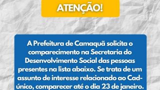 Prefeitura de Camaquã solicita o comparecimento de 48 pessoas na Secretaria do Desenvolvimento Social 